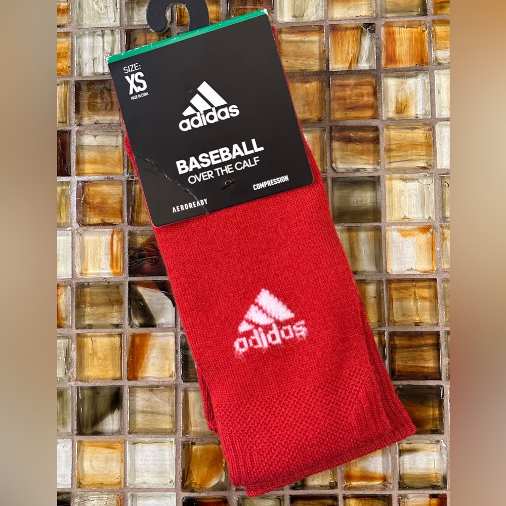 NWT Adidas Baseball Over The Calf Compression Socks~Red~XS~Youth Shoe Size 9C-1Y